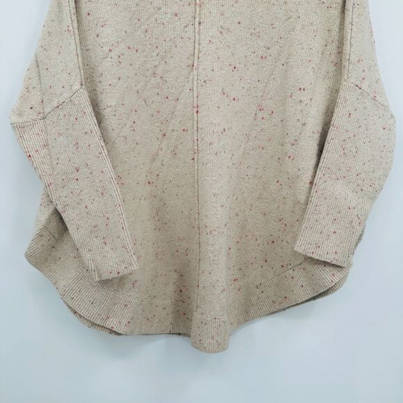 LOFT Size Small Cream Speckled Dolman Sleeve Cowl Neck Oversized Sweater - Picture 4 of 6